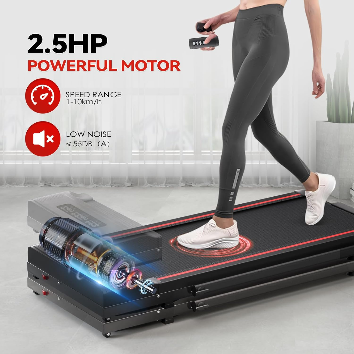 Under Desk Treadmill, Portable Treadmills for Home, 3 in 1 Foldable Walking Pad