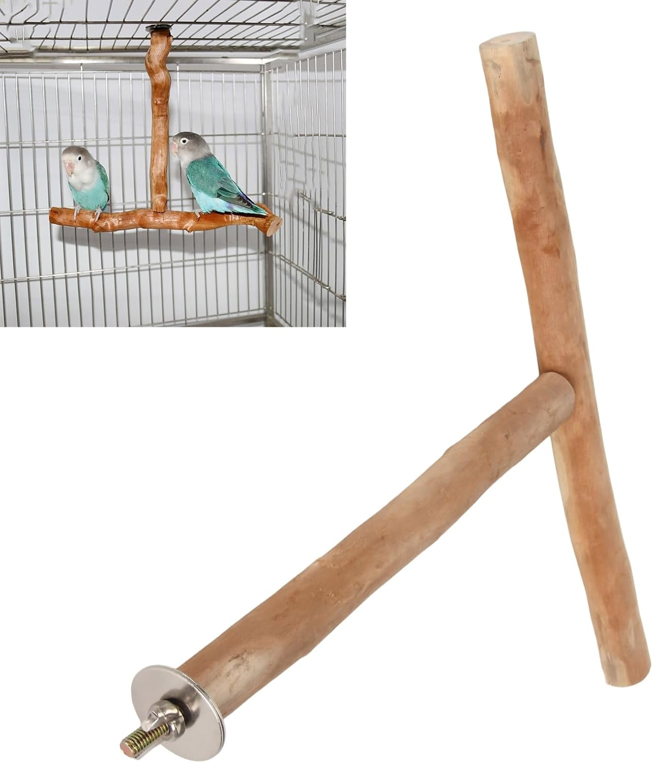 Tnfeeon T Shaped Wood Bird Perch Premium Relaxing Stand for Exercising Wooden Birdcage Toys, for Bird Lovers image number 6
