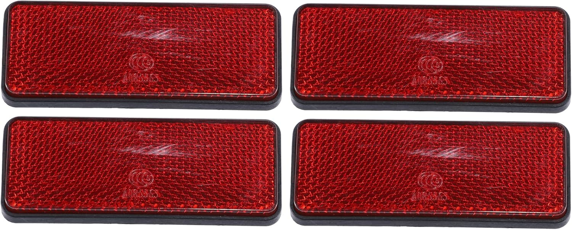 X AUTOHAUX 4 Pcs 87X32Mm Orange Plastic Universal Rectangular Reflective Warning Reflector with Adhesive Tape for Motorcycle Bike