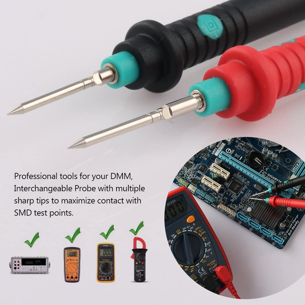 Electronic Test Leads Kit, Digital Multimeter Leads with Alligator Clips Replaceable Multimeter Probes Tips Set of 16 image number 6