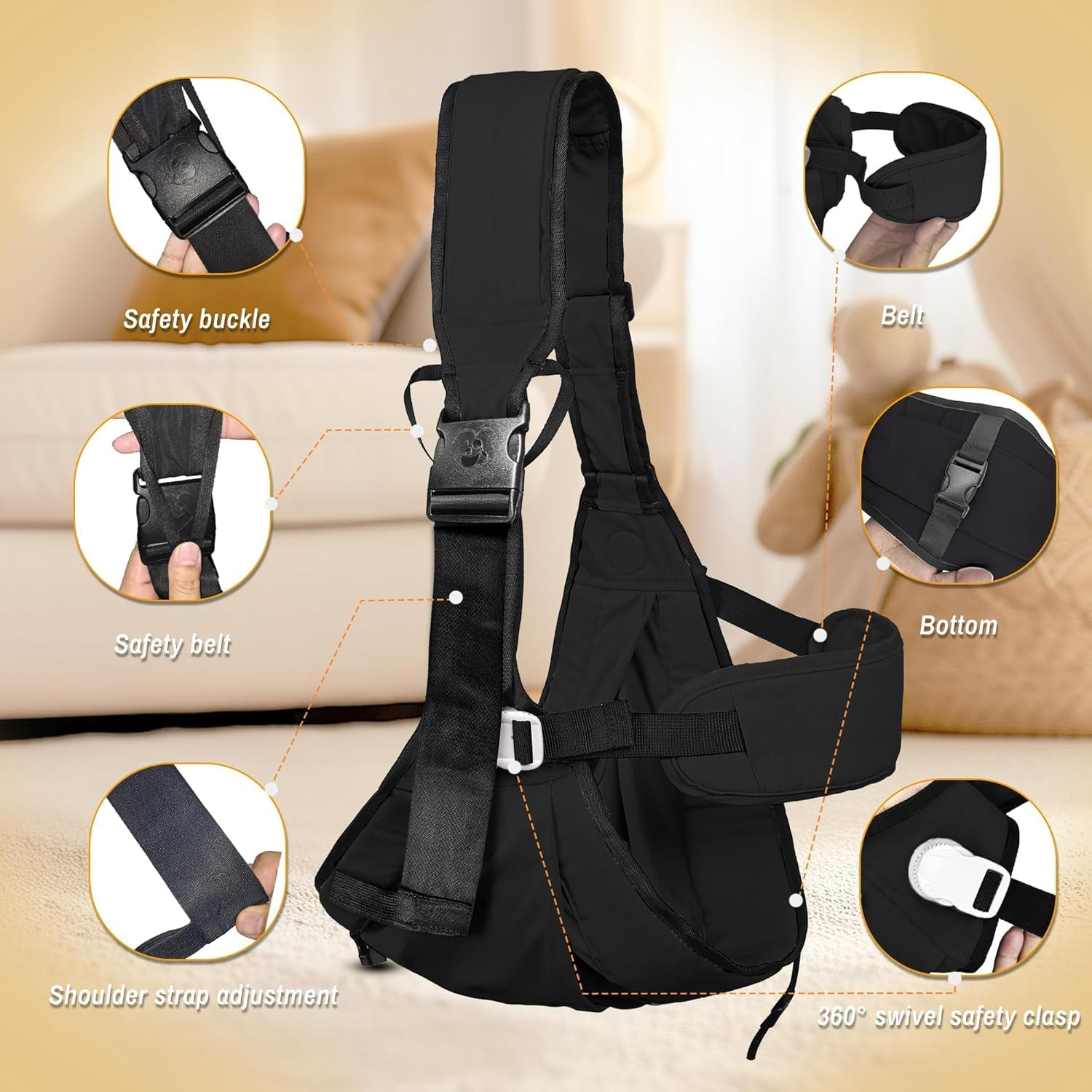 Baby Carrier Newborn to Toddler,Adjustable Baby Sling Carrier,Comfortable and Lightweight Toddler Carrier for 25-60 Lbs,Ideal for Shopping Travelling