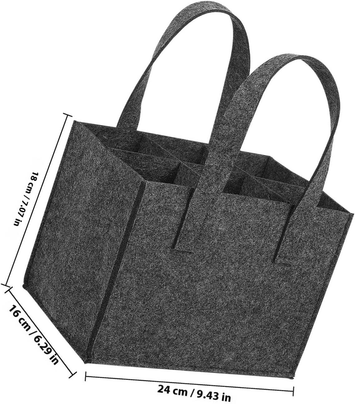 TOPPERFUN Felt Bottle Carrier Wine Handbag 6-Bottle Tote Bag 24X16X16Cm Thick Felt Material Portable Wine Storage Carrier for Travel Picnic Camping 4Pcs image number 5