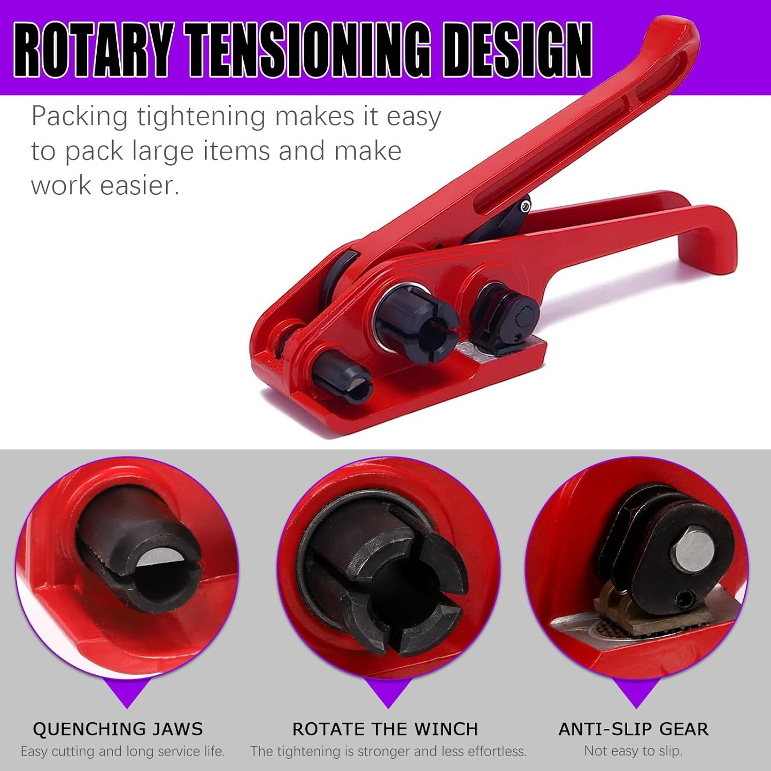 Swpeet 284Pcs Pallet Packing Strapping Tool, Heavy Duty Banding Tool Sealer, 4 in 1 Strapping Kit PET Strapping Sealer, 100Pcs Cardboard Edge Protectors, 180Pcs Metal Seals for Packing