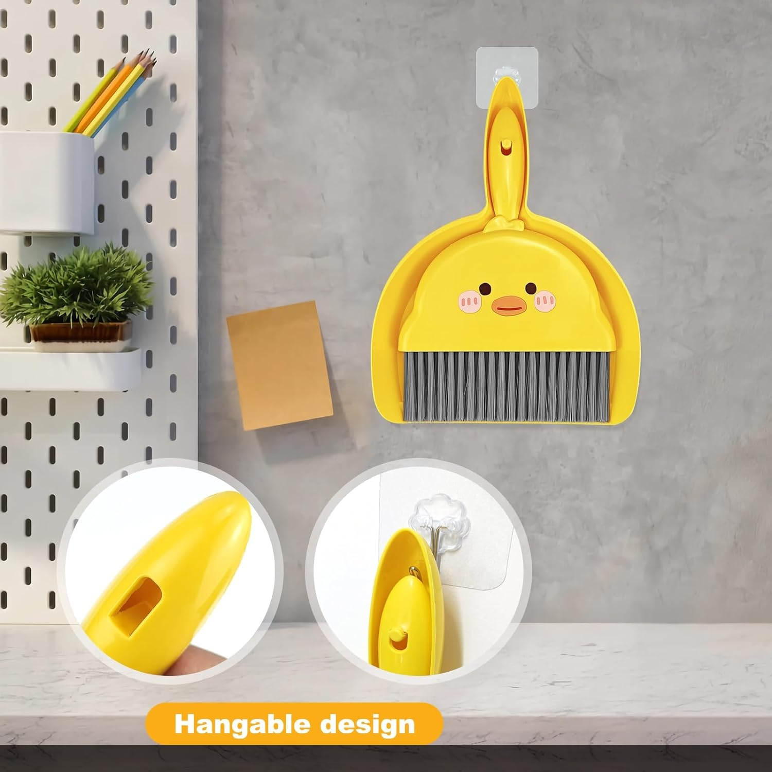 Small Broom and Dustpan Set,1Pc Dust Pan and Brush Set,Cute Little Yellow Hand Mini Broom and Dustpan Set,Small Dust Pan Mini for Tabletop Debris,Keyboards&Clean Pet Cages Guinea Pig Cage(Chick) image number 5
