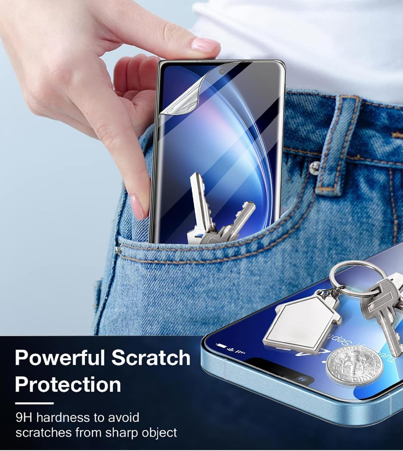 GIOPUEY Pack of 3 Screen Protectors Compatible with Vivo X Fold 5, Ultra Thin Flexible TPU, Scratch-Resistant, Compatible Case, Oil Resistant, Smooth - Clear image number 4