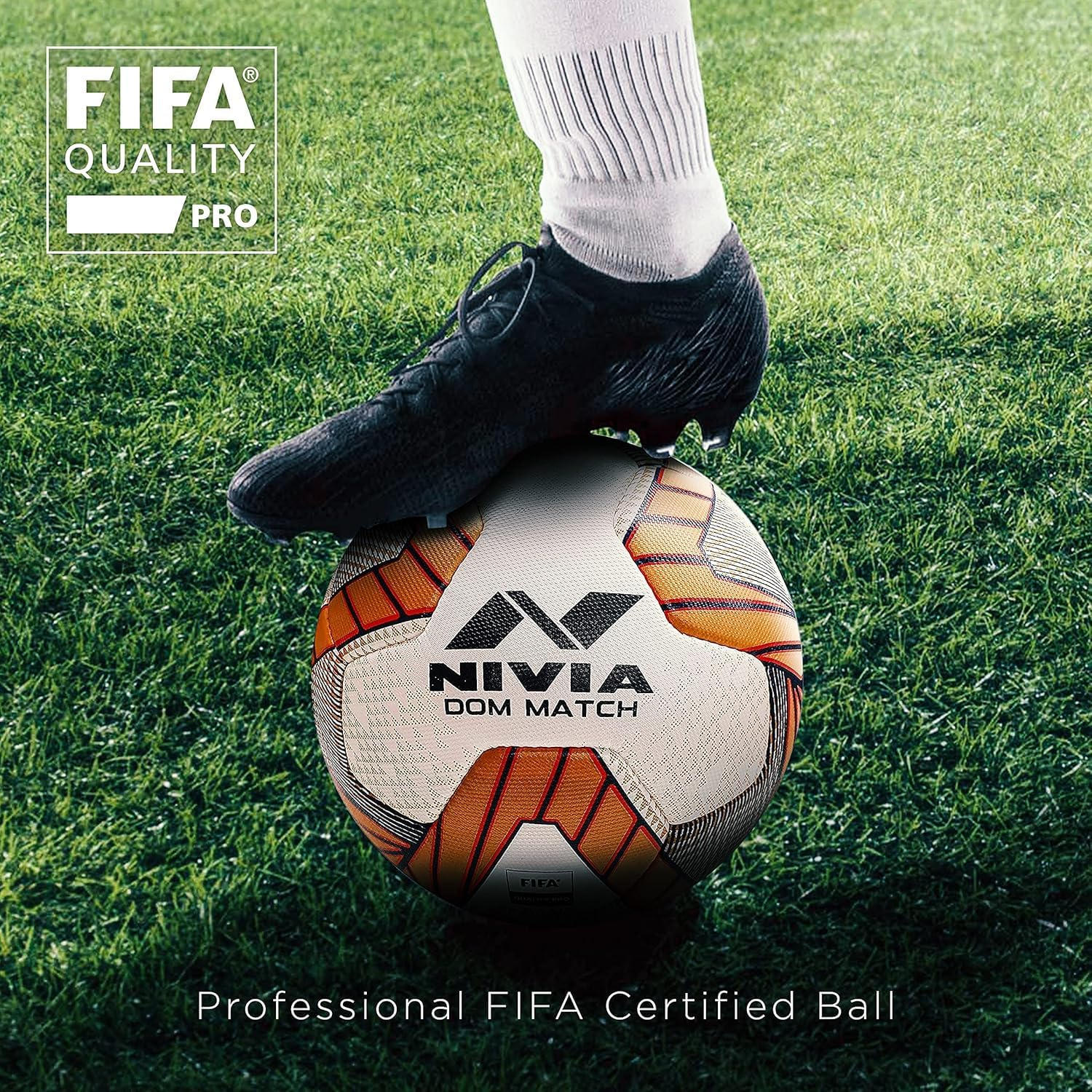 Nivia DOM01 Match &lrm;PU Football (Golden, Size 5) | Machine Stitched | 8 Panel | PU Micro Fiber Top Layer | Soccer Ball | Latex Bladder Core image number 3