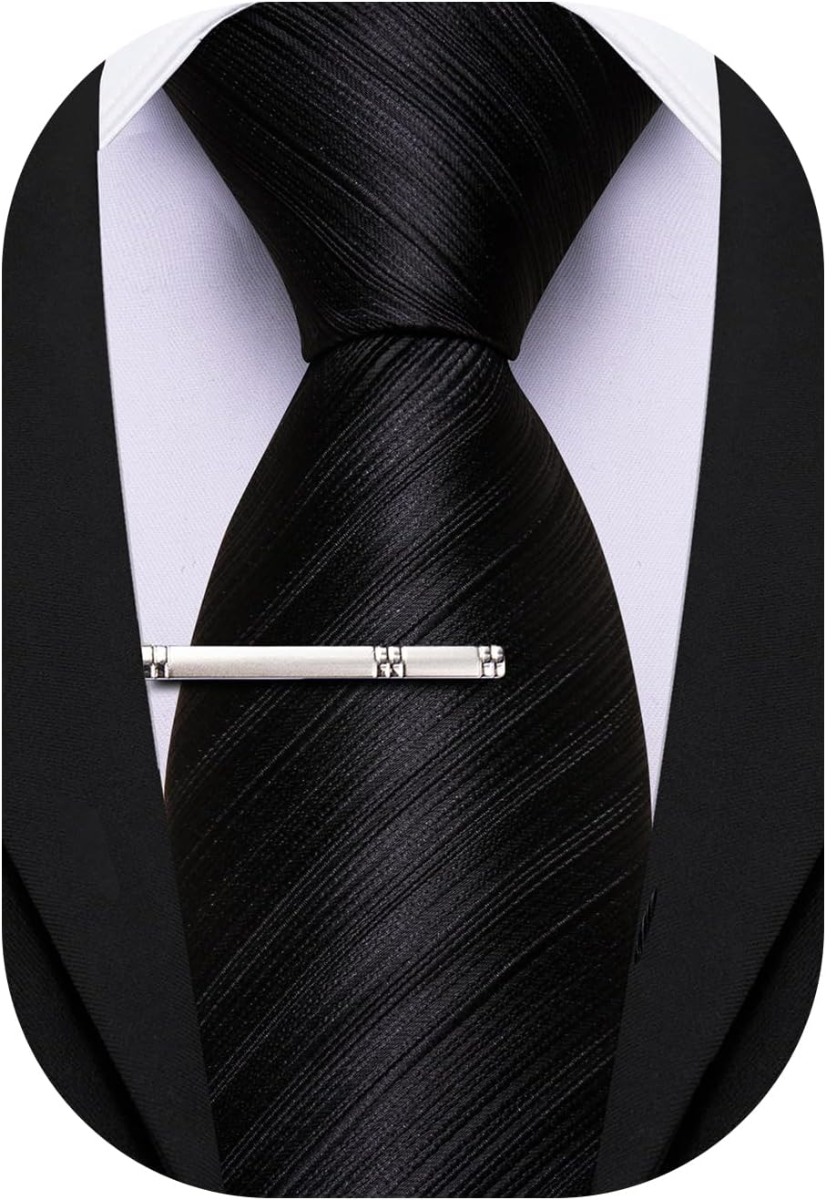 Barry.Wang Silk Men Ties Formal Stripes Necktie and Tie Clip for Wedding Party Business Fashion Classic