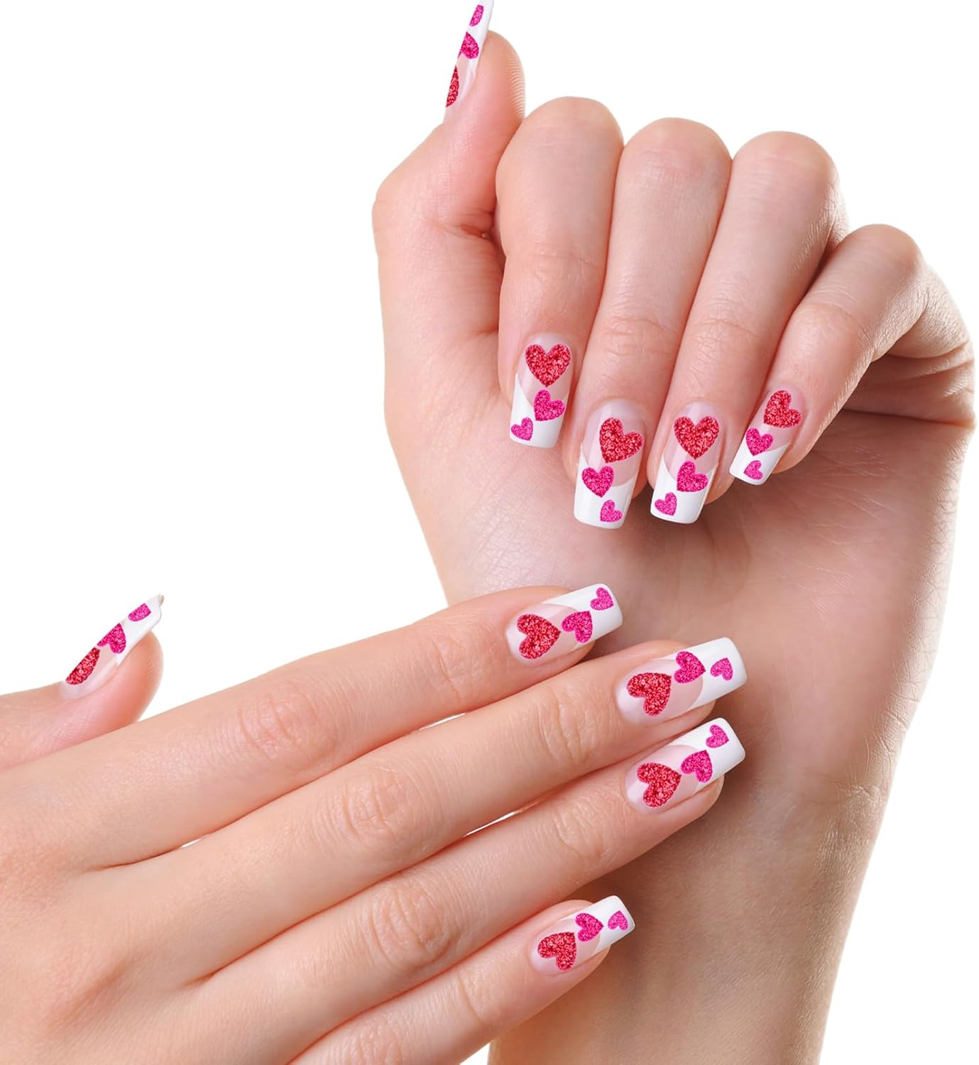 10 Pack Heart Stickers Set Glitter Heart Stickers for Women Girls Kids for Nail Art, Scrapbooking Crafts, 7Colors