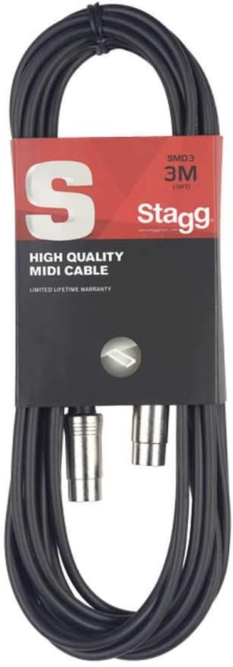 Stagg 10Ft. MIDI Cable - Male DIN Plug/Male DIN Plug - Metal, 3M image number 1