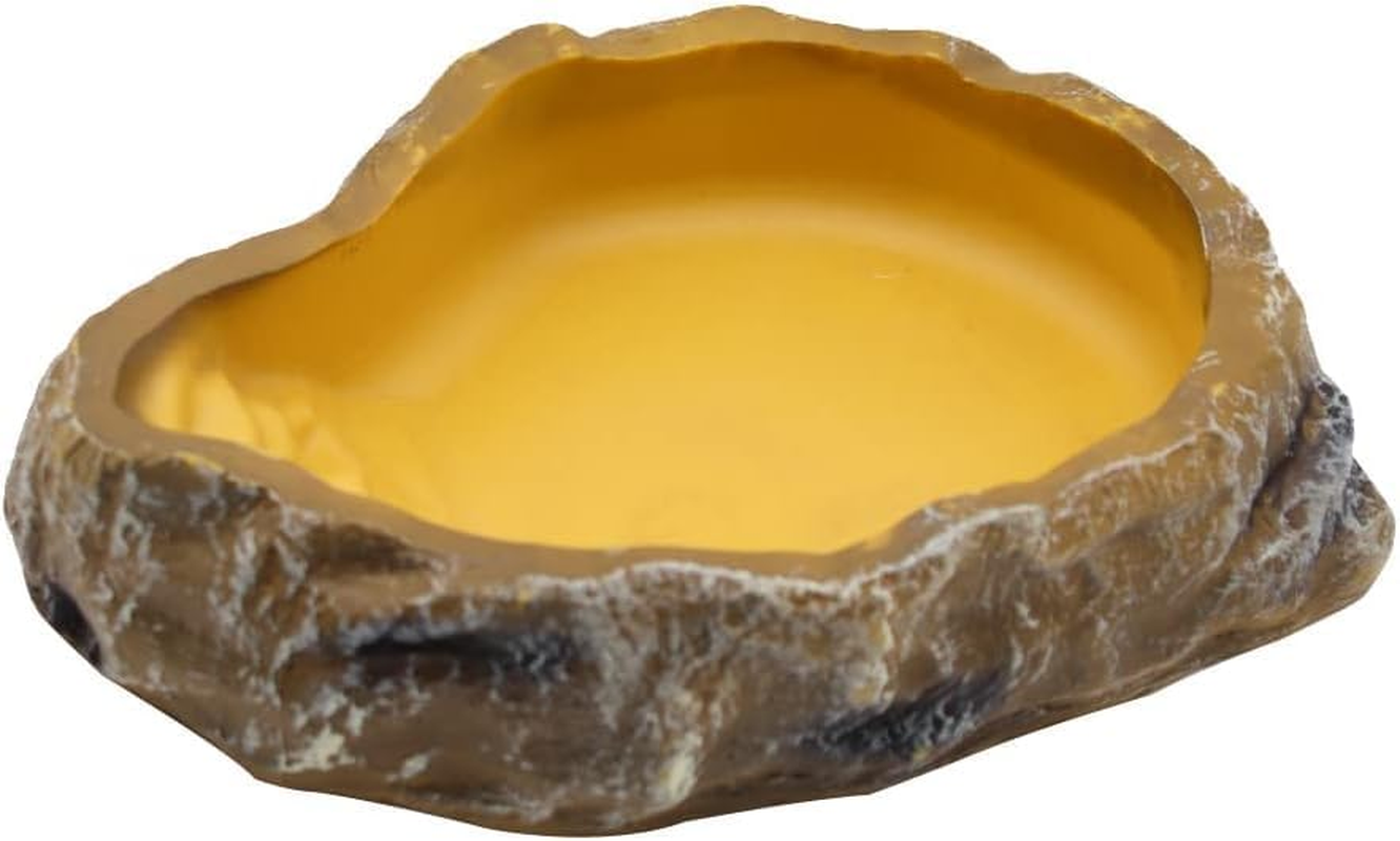 Reptile Water Dish,Resin Reptile Rock Food Feeder Bowl, Water and Food Bowl,Terrarium Decor for Leopard Gecko, Lizard,Spider,Turtle,Scorpion, Chameleon,Hermit Crabs (Yellow, 9 * 6.2 * 2.3Cm) image number 5