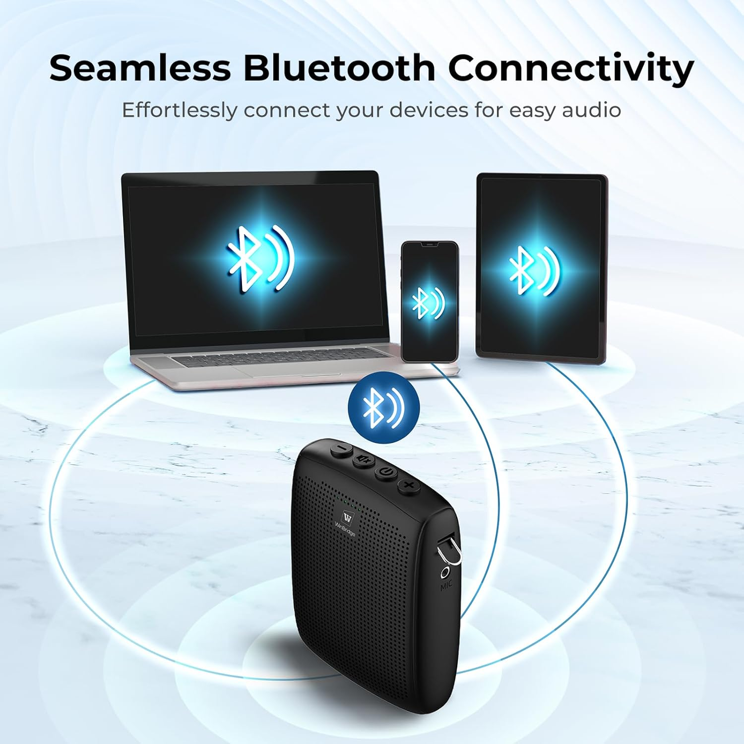 Winbridge Portable Voice Amplifier with Wireless Lavalier Microphone,Teacher Mic with Speaker,Wireless Lapel Amplifier for Teachers, Clip on Microphone System Bluetooth Speaker,Mini Megaphone WB006