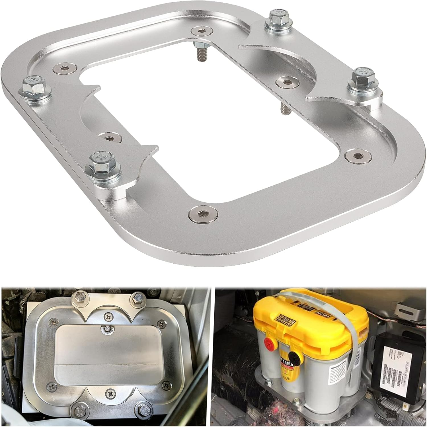 Billet Aluminum Battery Pallet - Trunk Battery Hold down Bracket Perfectly Compatible with Racing Trunk Optima Batteries Tray Blue Yellow Red Top 34M D34M D34 D34/78 34 34/78 image number 5