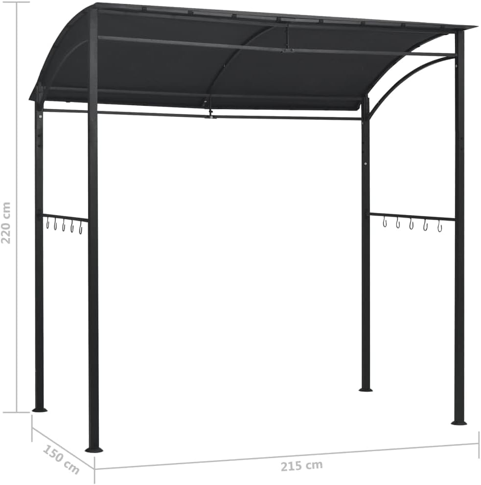 Vidaxl BBQ Gazebo, Anthracite Steel Constructed Frame with Weather-Resistant Fabric Roof, Complete with Organizers, Outdoor BBQ Gazebo in Dimension of 215X150X220 Cm image number 5