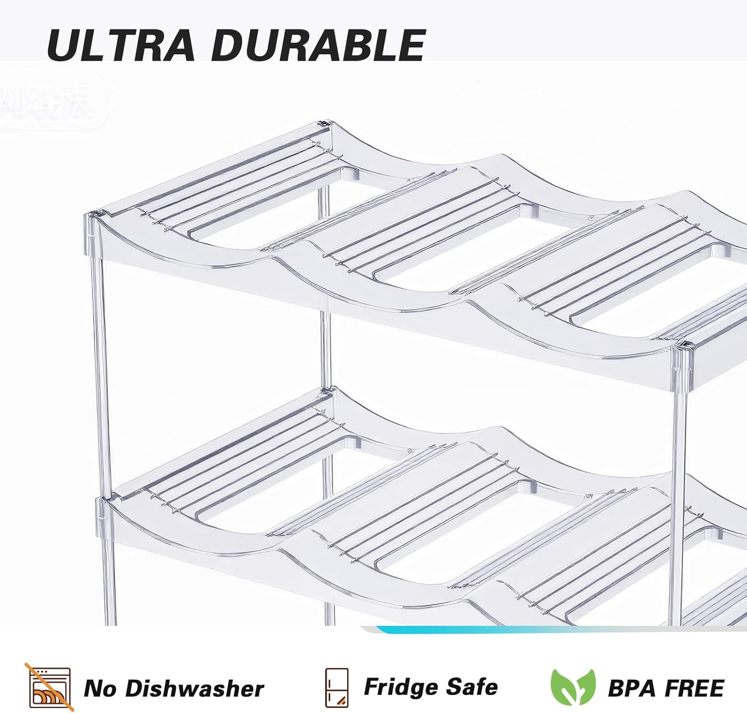 3 Tier Water Bottle Organizer Rack for Cabinet Kitchen Storage & Organisation, Stackable Bin Countertop Holds 9 Bottles Large Capacity Sports Bottles, Wine Rack, Tumbler Travel Mug Cup Holder (Clear) image number 1