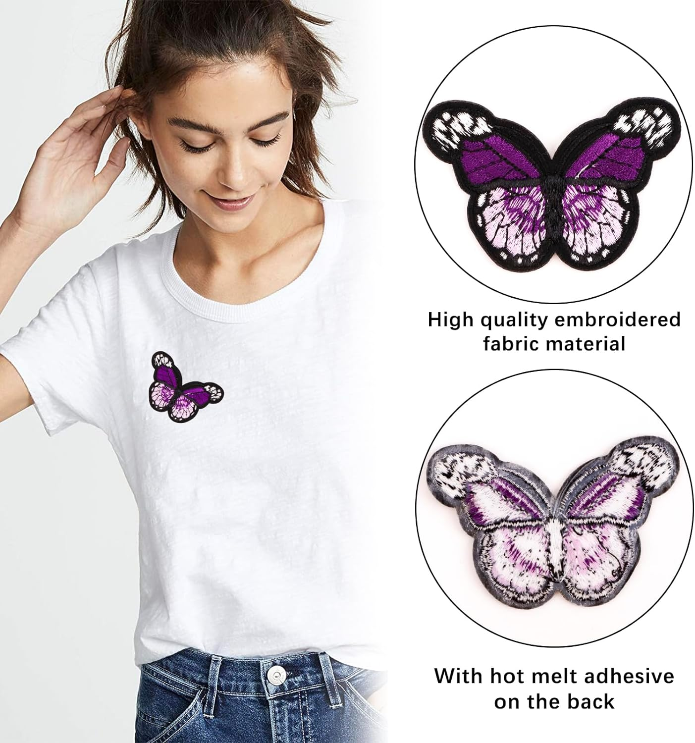 RETON 72 Pcs Embroidered Iron on Patches for Clothing, Butterfly Flower Iron on Patches Set, Sunflower Bee Rose Daisy Embroidered Patches, Applique Patches for Clothes, Jackets, Jeans, Backpacks image number 5