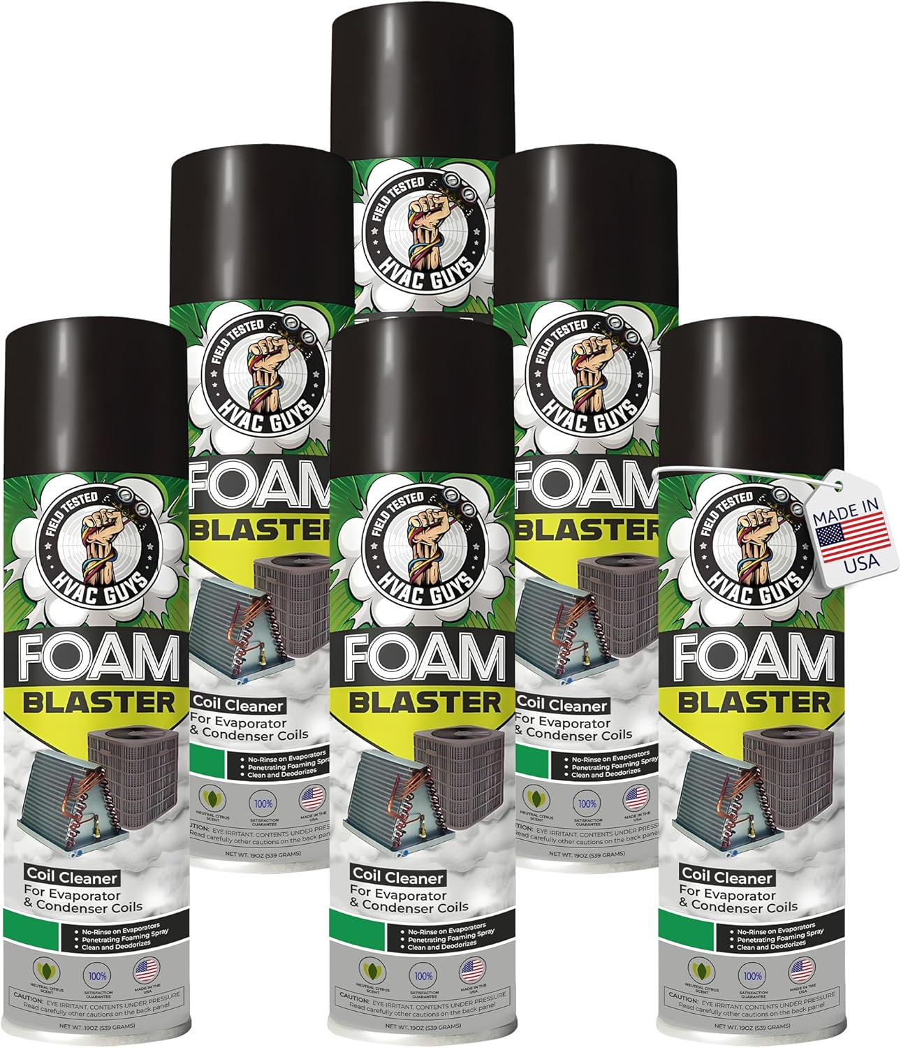 HVAC Guys - Foam Blaster (19 Oz.) - No Rinse Penetrating Coil Cleaner - for AC and Refrigeration Units - Clean and Deodorize Evaporator & Condenser Coils - Safe on Metals image number 1