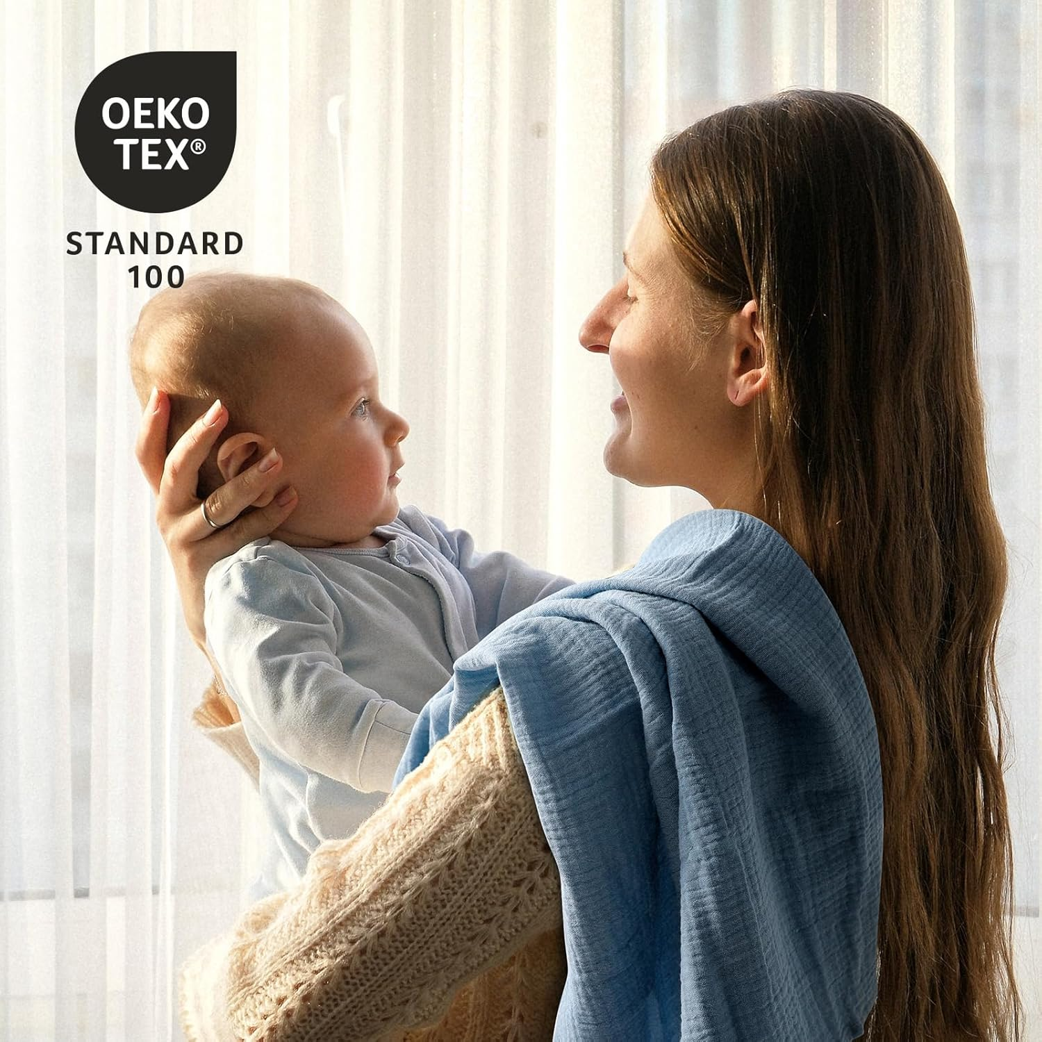 Muslin Swaddle Blankets, Neutral Receiving Blanket Swaddling for Newborn Boys and Girls, 5 Pack Breathable and Skin-Friendly Burp Cloths Swaddle Wrap for Infant Baby (Bright Colors) image number 7