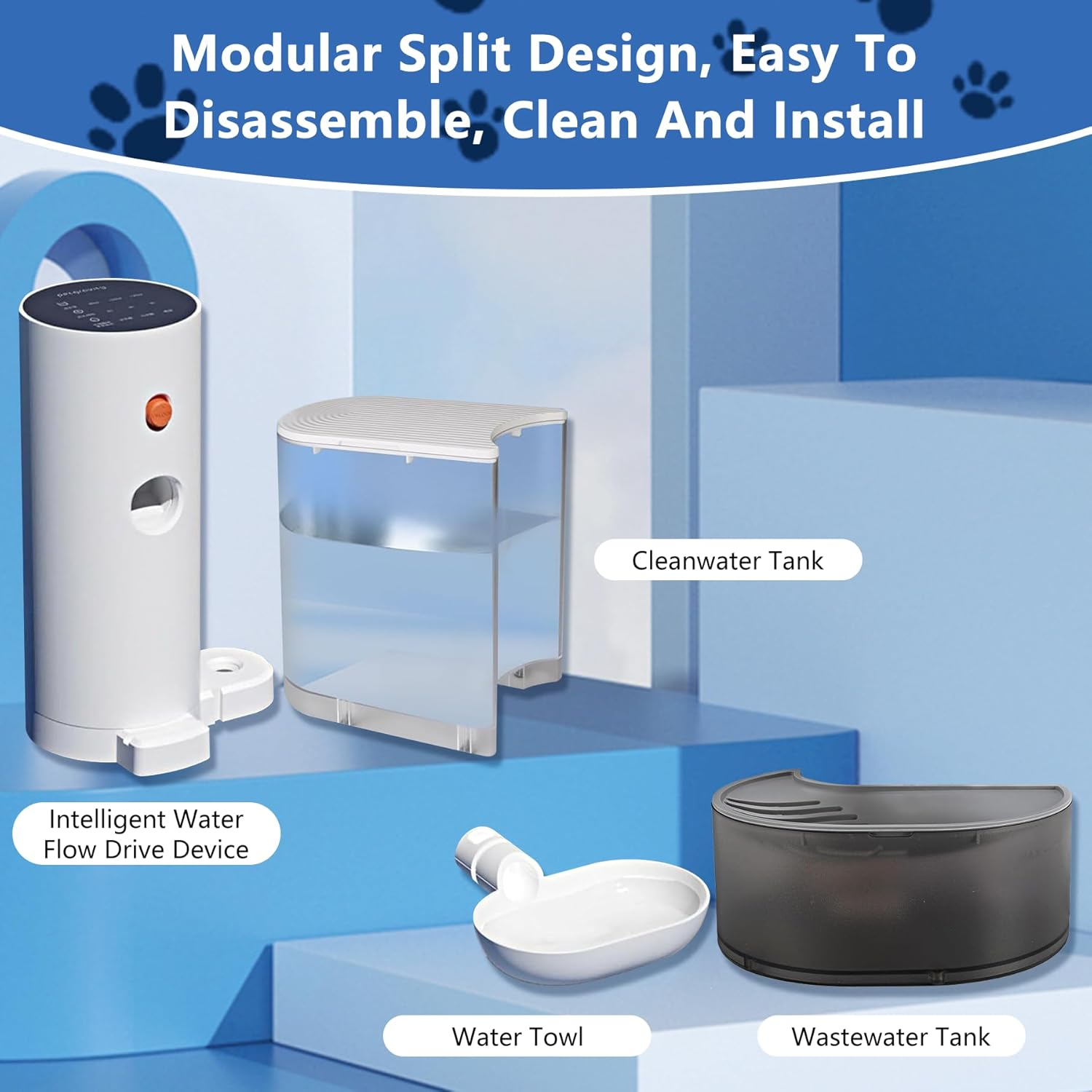 Oiuyamn Smart Pet Water Fountain - 3L Capacity, Anti-Accidental Touch Mode, Clean and Separable Design, No Filter Needed, Perfect for Dogs and Cats (White)，Always Fresh Water image number 5