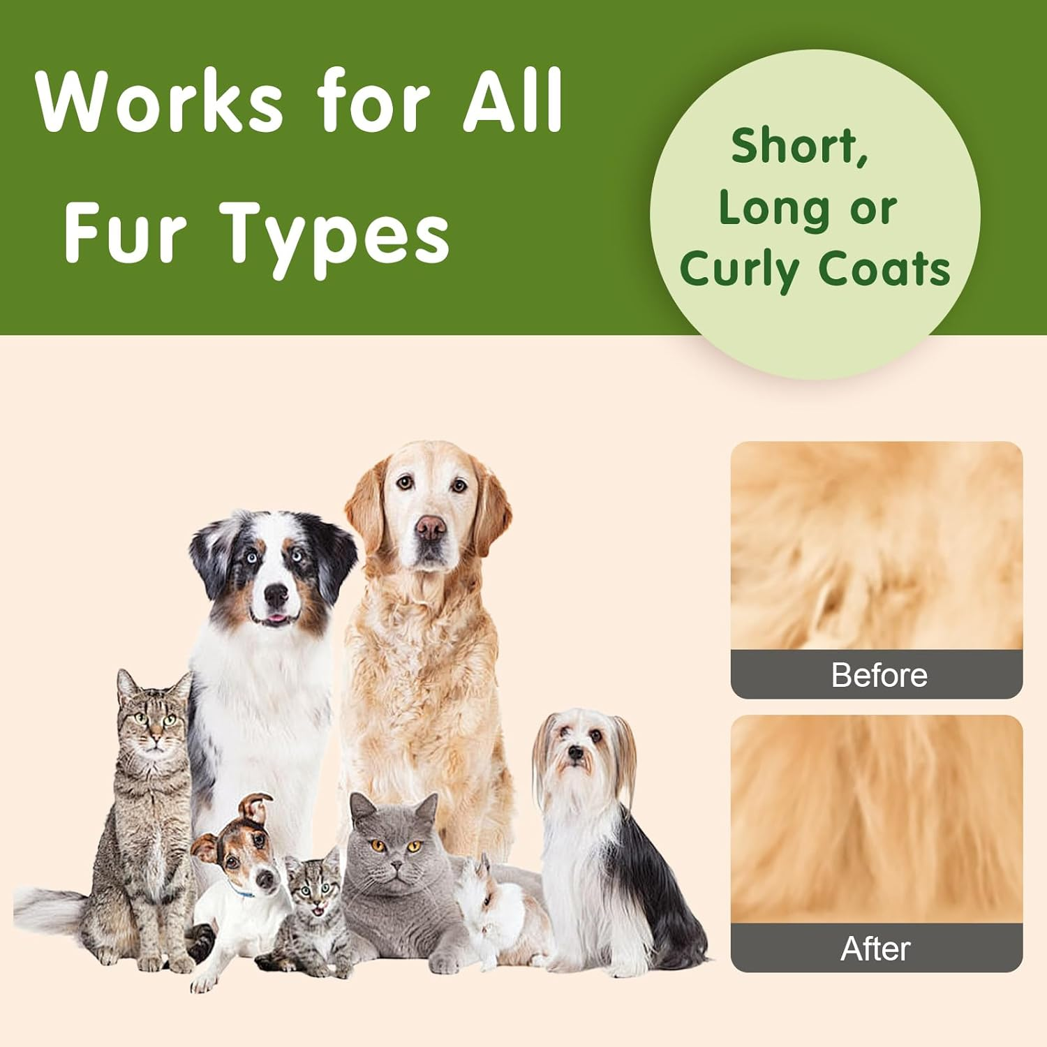 Cat Brush - Cat Brush with Release Button, Self-Cleaning Pet Hair Grooming Brush & Flea Comb for Cats and Dogs - for Long and Short Hair Care, Removes Undercoat & Loose Hair (Green) image number 1