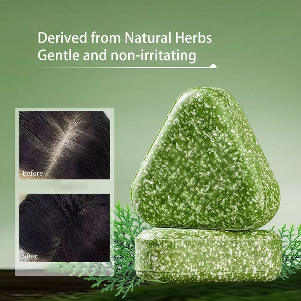 Nature Triangle Shampoo Bar, Nature Seven Green Soap Shampoo, Usman Grass Shampoos Bar, Rich Lather, Travel-Friendly for All Hair Types, Gentle on Hair & Scalp, for Women and Mens (S3 2Pcs) - S1 image number 3