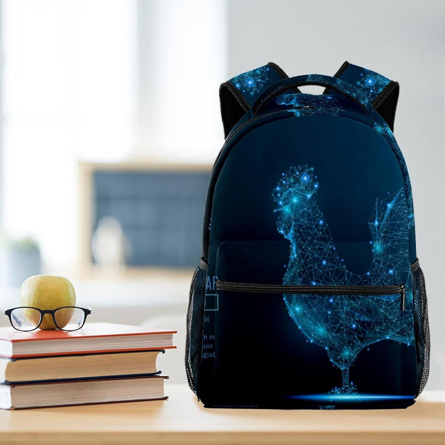 Abstract Rooster in the Form of a Starry Sky or Space Backpack Students Shoulder Bags Travel Bag College School Tote Backpacks
