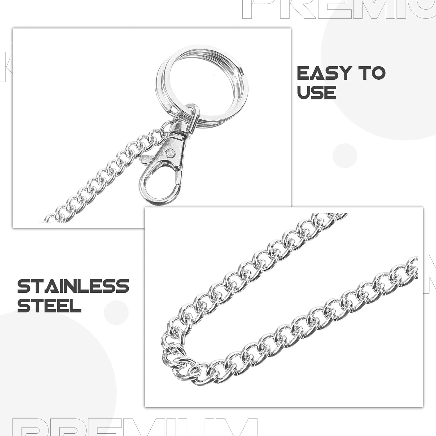HEALEEP Metal Pants Chain Long Decorative Jeans Chain for Men Trousers Wallet Keychain Safety Accessory with Fine Craftsmanship for Casual and Formal Wear image number 2