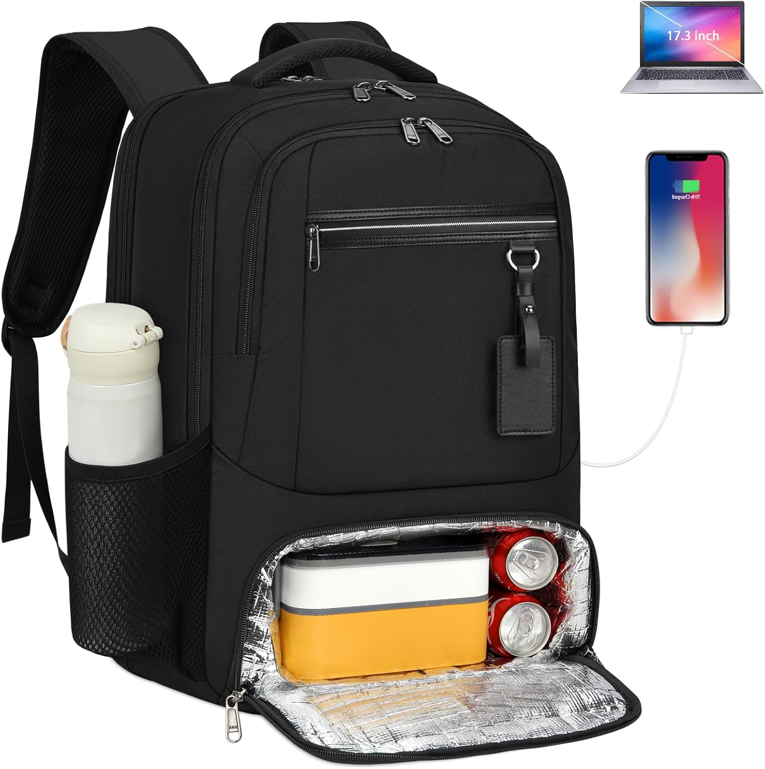 NEWHEY Lunch Backpack 17.3 Inch Laptop Backpack with USB Charging Port Waterproof Travel Backpack Portable Computer Backpacks