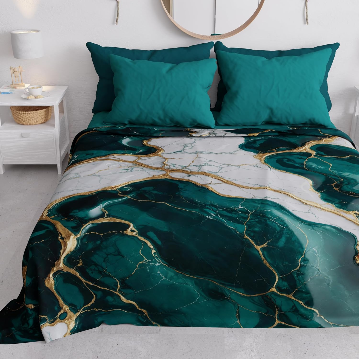 PETTI Artigiani Italiani Double Bedspread, Spring and Summer, Lightweight Double Blanket, Bed Linen, Powder Marble, 100% Made in Italy image number 2