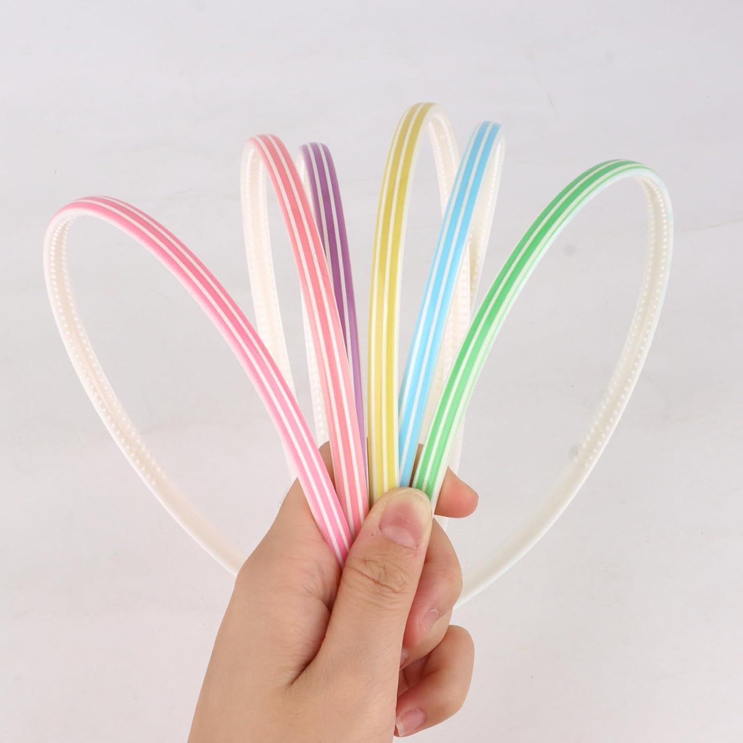 Bumlofa Set of 6 Colourful Rainbow Headbands, Women'S Set, Thin Headband Designs with Striped Pattern, Matching Hair Accessories for Headbands, Girls, Colourful Headband image number 6