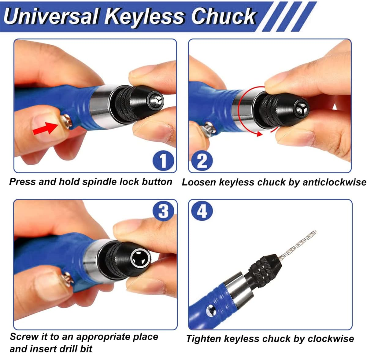 Electric Hand Drill Cordless Rotary Tool with 3 Adjustable Speed Rechargeable Electric Engraving Pen Portable Mini Engraver Tools for Wood Resin Plastic Pearl Etc. (Blue) image number 4