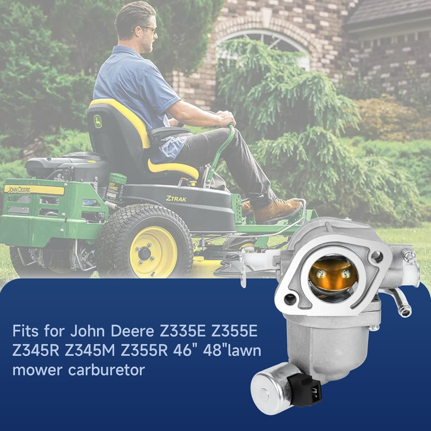 Z335E Carburetor for John Deere Z255 Z335M Z315E Z335E Z345M Z345R Z355E Ztrak Mower, Carb with Tune-Up Kit Replaces for John Deere MIA13043 AUC14748 image number 3
