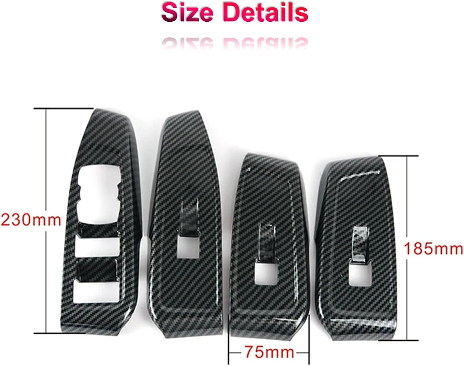 4Pcs Door Armrest Window Lift Trim Switch Panel Protective Cover Car Accessories Compatible with Ford Ranger 2022 2023 2024 Carbon Fiber Interior Trim Cover ABS image number 4