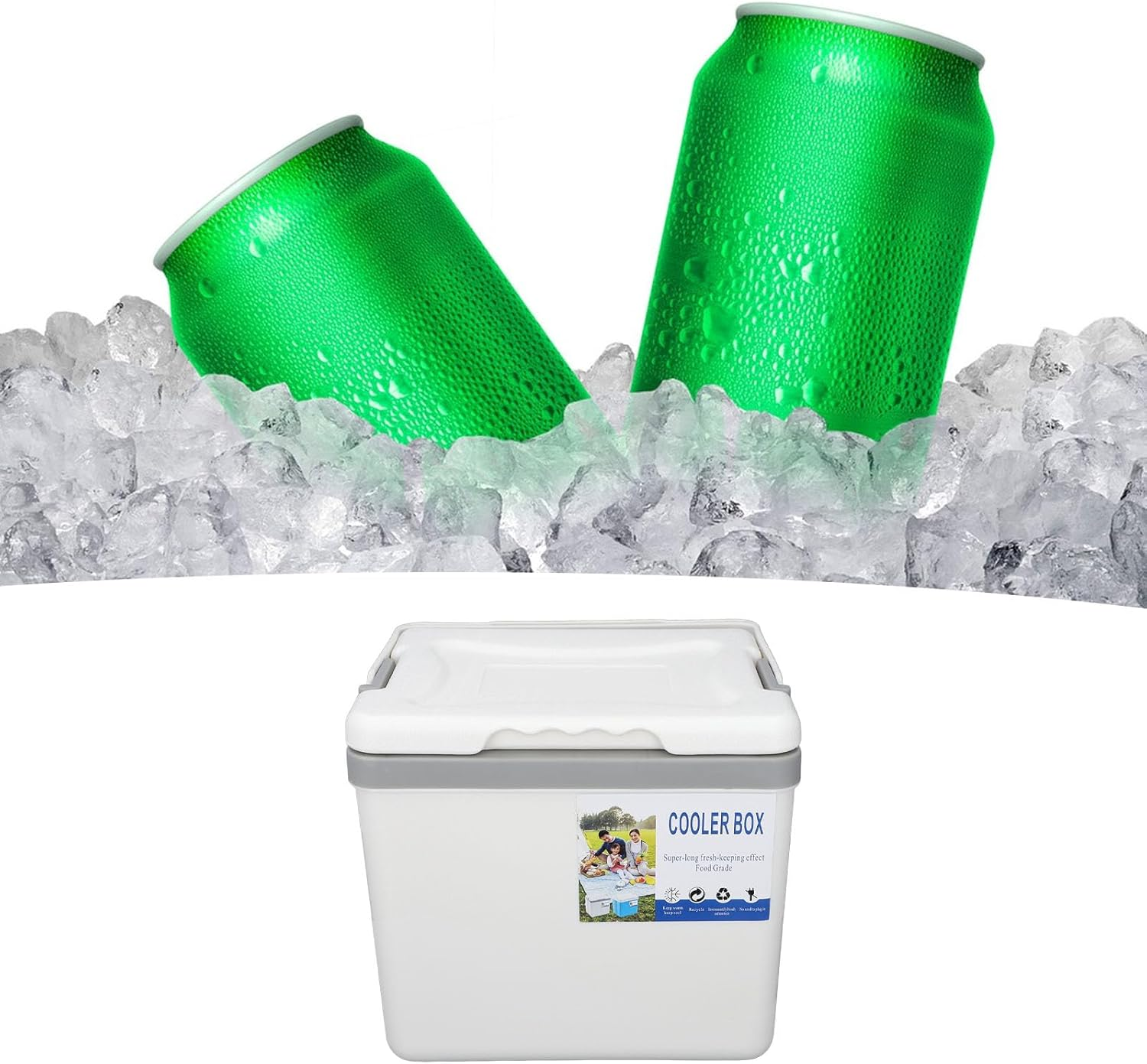 6L Portable Cooler Box Large Capacity, Drink Cool Insulated Hard Cooler Case with Sturdy Handles for Outdoor Fishing Picnic Camping