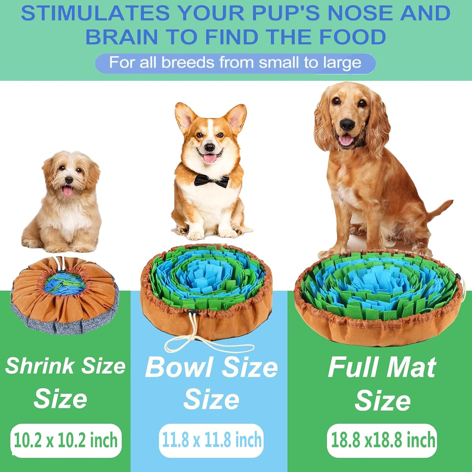 Snuffle Mat for Dogs,Interactive Dog Puzzle Toys for Boredom,Adjustable Dog Feeding Mat for Smell Training,Slow Eating and Stress Release,Encourages Natural Foraging Skills for Large to Small Dog,Cat image number 4