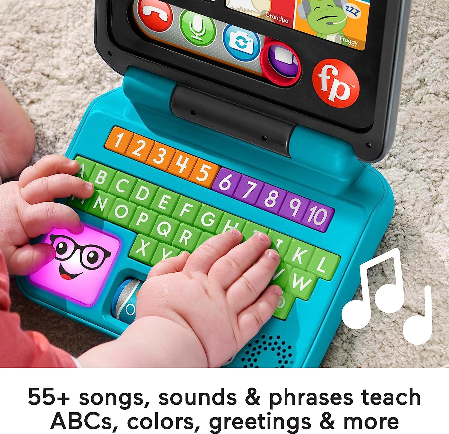 Fisher-Price Baby & Toddler Toy Laugh & Learn Let&rsquo;S Connect Laptop Pretend Computer with Smart Stages for Infants Ages 6+ Months​ image number 4