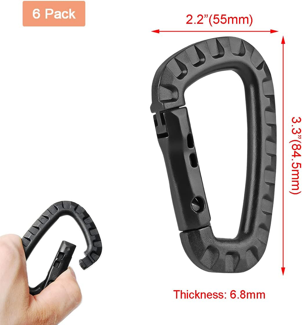 Tactical Gear Clips Plastic Carabiner Keychain Clip D-Rings Spring Snap Hook for Backpack, Molle System, Bag, Key Chain image number 3