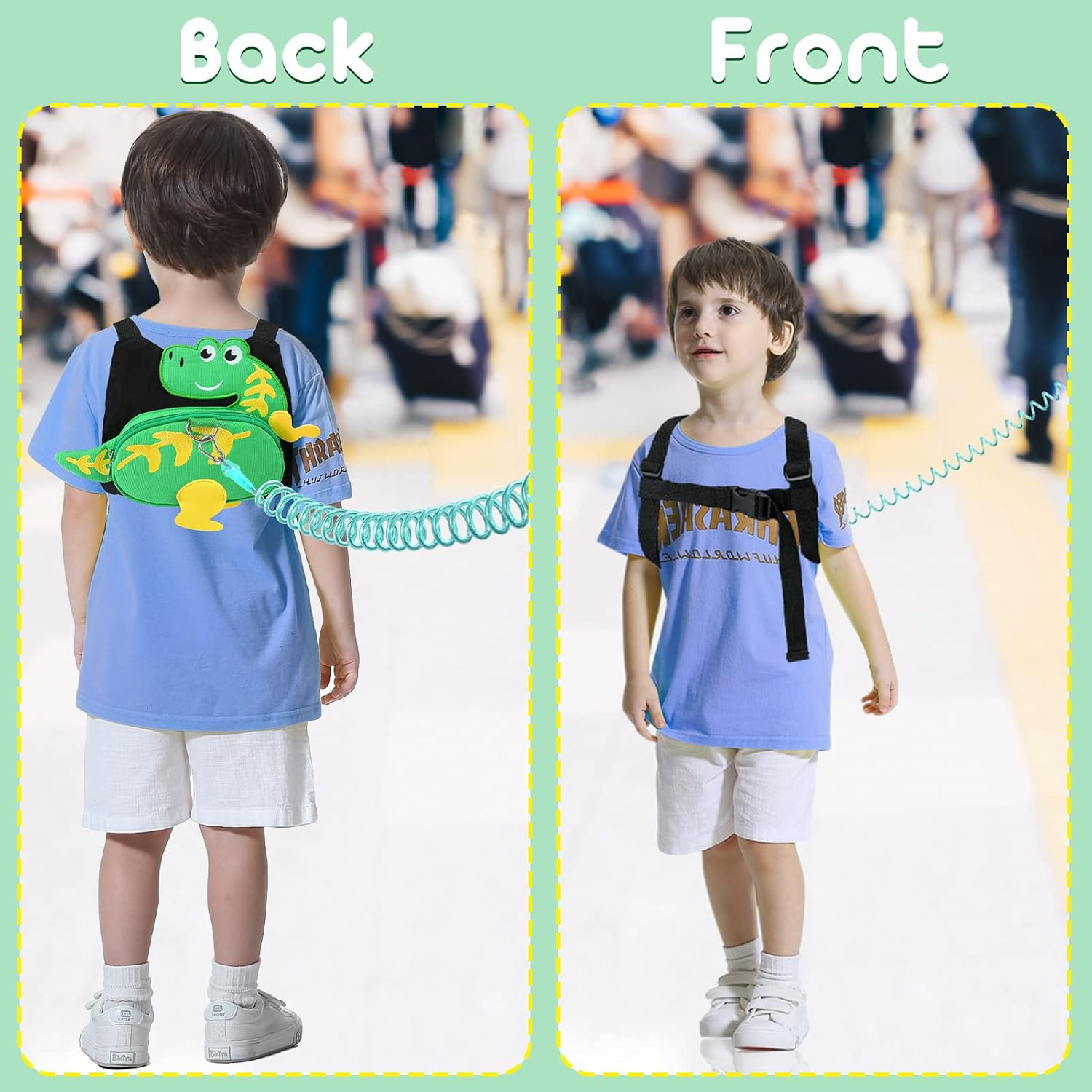 Blisstime 4 in 1 Toddler Harness with Leash & Toddler Wrist Leash, Kids Backpack Leash for Toddlers 1-3, Toddler Leash Toddler Safety Harness with anti Lost Wrist Link image number 5
