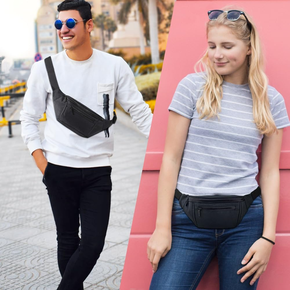 Fanny Pack for Men Women,Crossbody Waist Bag Pack,Belt Bag for Travel Walking Running Hiking Cycling,Easy Carry Any Phone,Wallet - Blackone image number 5