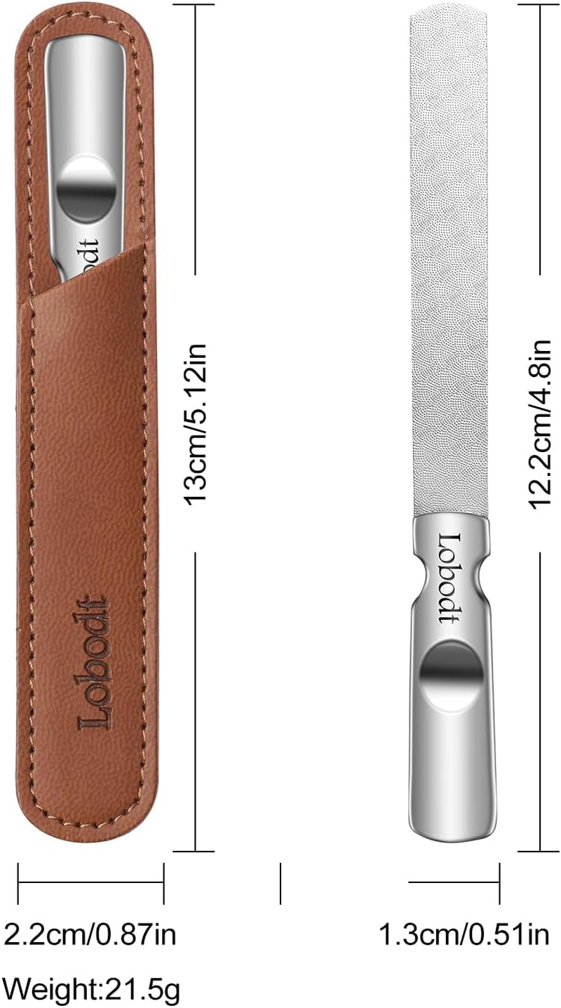 Lobodt Nail Trimmer, Stainless Steel Nail File with Non-Slip Handle and Leather Case, Easily Double-Sided for Men and Women and Files Nails, Great for Home Salon or Travel Use image number 4