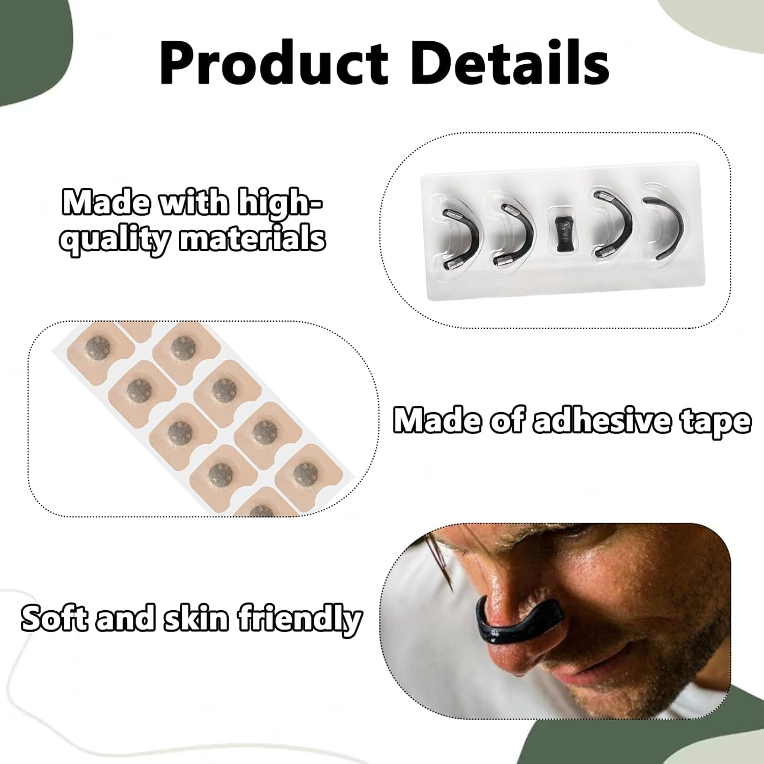 Nasal Strips, 15Pcs Nose Strips for Breathing, Nose Strip, Intake Breathing Nose, Anti-Snoring Sleep Nasal Strips, Breathe Right Nasal Strips, Antisnore Sleep Aid for Men & Women (Black) image number 1