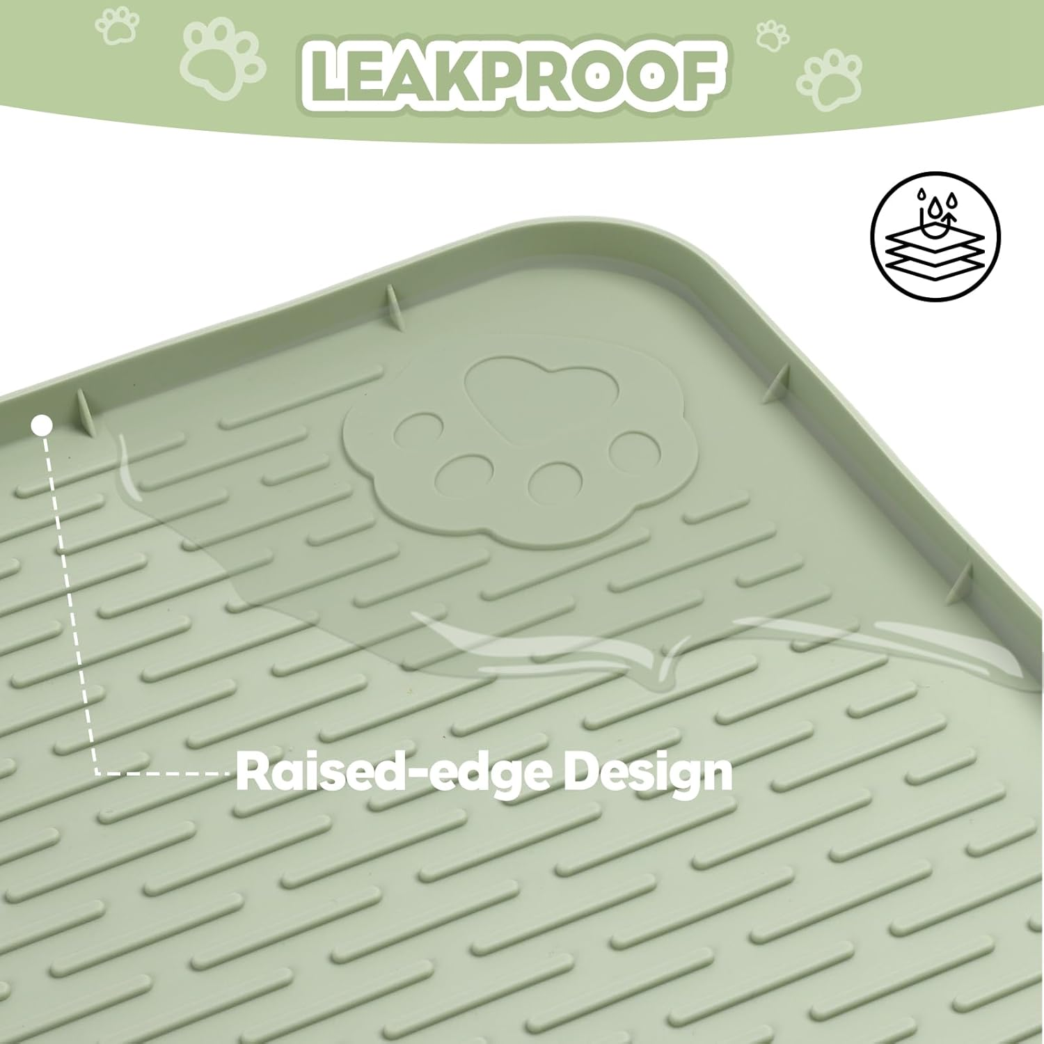 Cat Litter Mat, Extra Large 86.4 X 56CM Silicone Mat Litter Trapping Mat for Scatter Control, Soft on Kitty Paws, Easy to Clean (Light Green) image number 2