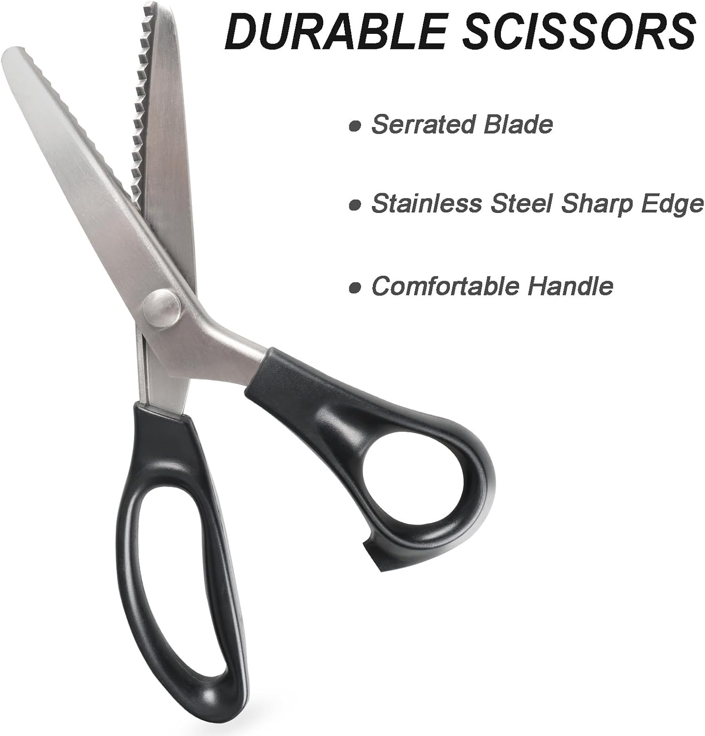 Pinking Shears for Fabric Cutting, 9" Zig Zag Scissors Decorative Edge Sewing Scissors, Stainless Steel Craft Scissors, Professional Handheld Dressmaking, Scrapbook Supplies, for Arts/Crafts/Leather image number 1