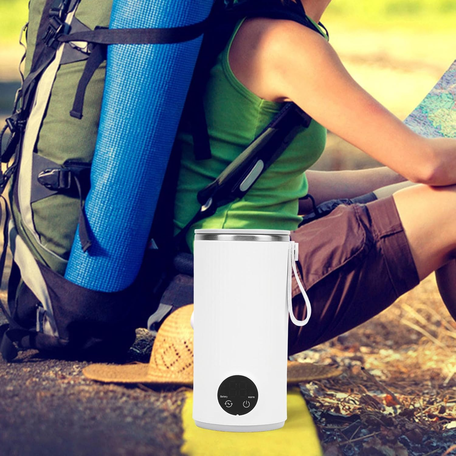 Travel Electric Kettle, 400ML Cordless Travel Hot Water Boiler USB Rechargeable, Stainless Steel Small Water Boiler for Milk Coffee Tea image number 1