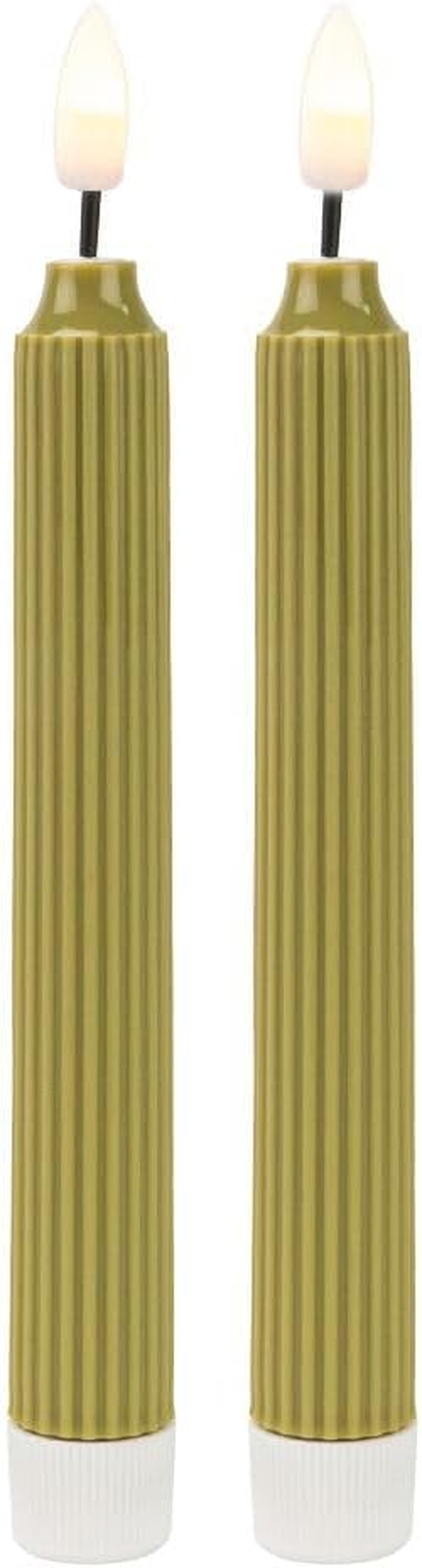 Ideen Mit Herz LED Taper Candles, Pack of 2, Artificial Decorative Candles in Retro Design, Warm White, with Realistic Flickering Effect and Timer Function, Battery Operated (Green) image number 3