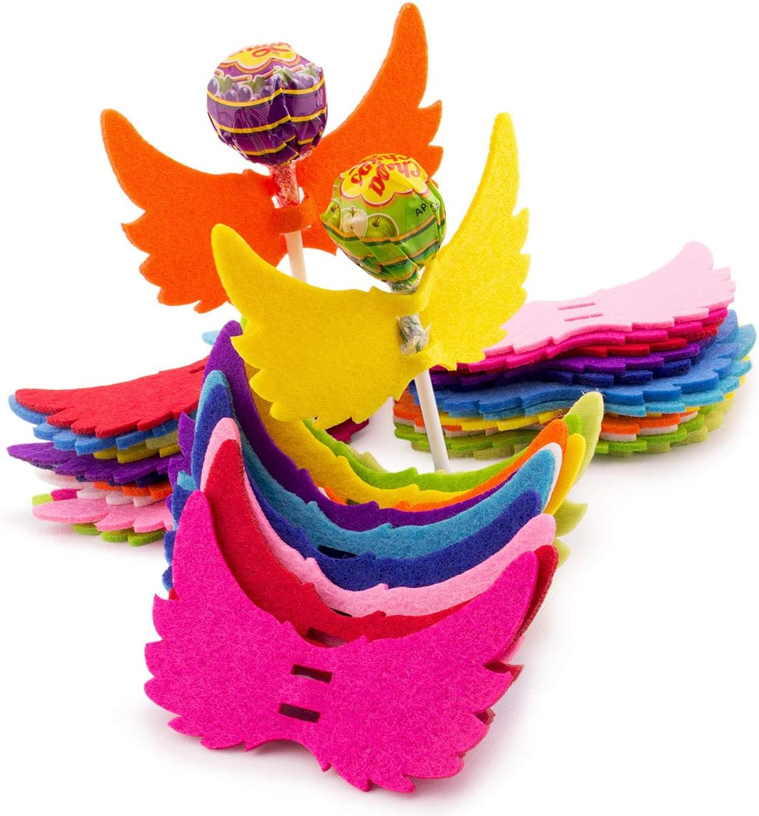 100Pcs Colorful Felt Angel Wing Lollipop Tag/Candy Holder for Parties/Baby Shower image number 2