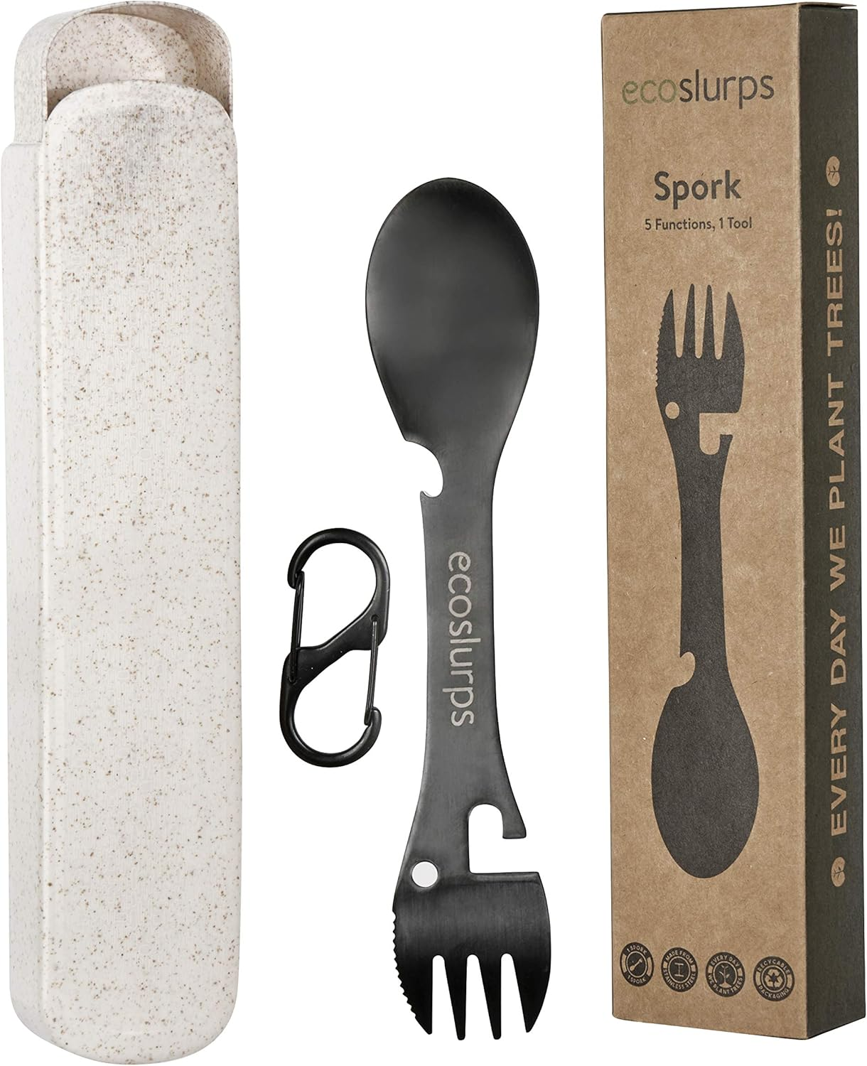 Ecoslurps Spork - Stainless Steel Spork Camping Cutlery Set in Eco-Friendly Travel Case and Carry Clip (1 Spork) image number 4