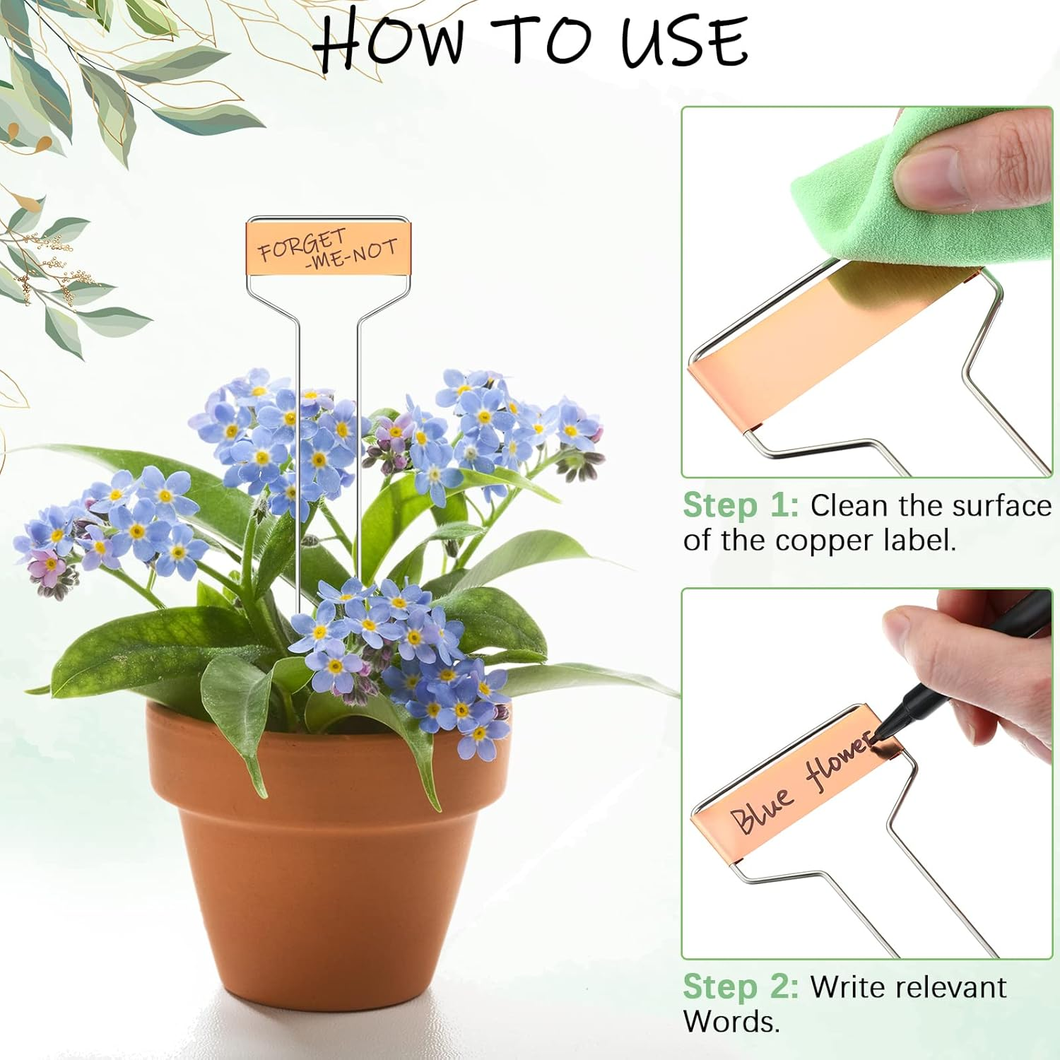 60 Pieces Copper Metal Garden Tags Rose Gold Plant Labels for Outdoor Garden Waterproof Plant Markers with 2 Permanent Pen Planting Nursery Garden Tags Reusable Garden Labels Stake for Plants Seedling image number 4