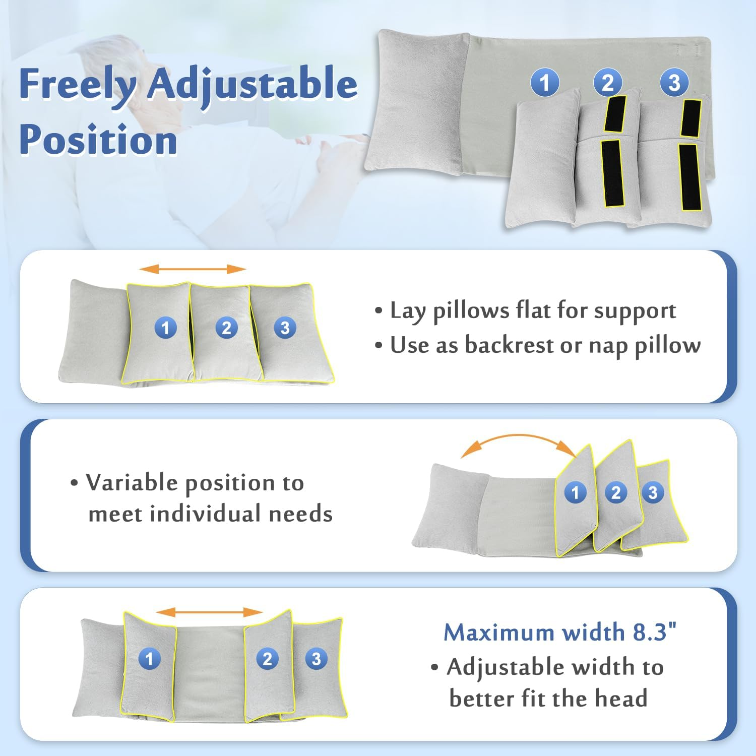 Mybow Neck Stabilizer Wedge Surgery Pillows for Sleeping Upright Head Straight Medical Positioning Wedge Recliner Wheelchair Neck Support Side Sleeper Head Positioner Elderly Disabled Bedridden image number 3