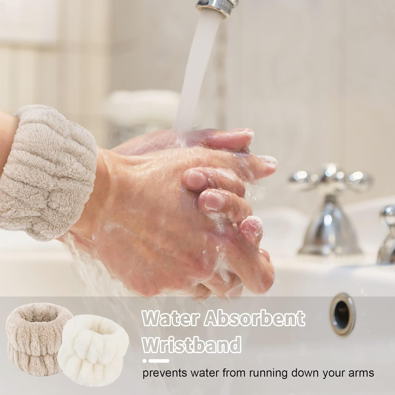 WHAVEL 6PCS Spa Headband and Wristband Set, Face Wash Headband Makeup Skincare Headband Wrist Bands for Washing Face