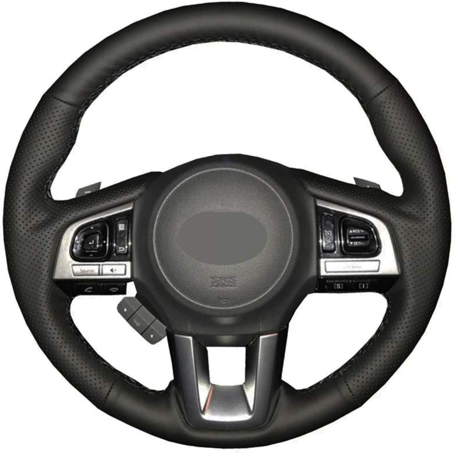 For Subaru Outback 2014-2017, Car Steering Wheel Cover Soft Black Genuine Leather image number 3